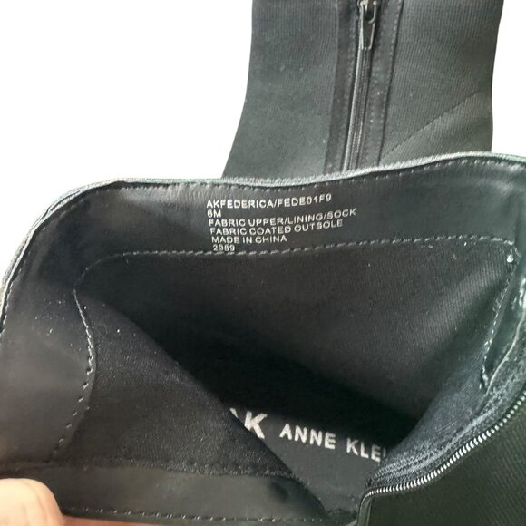 Anne Klein AK Federica Black Sock Booties | Size 6 | Kitten Heel Pointed Toe - Picture 4 of 7